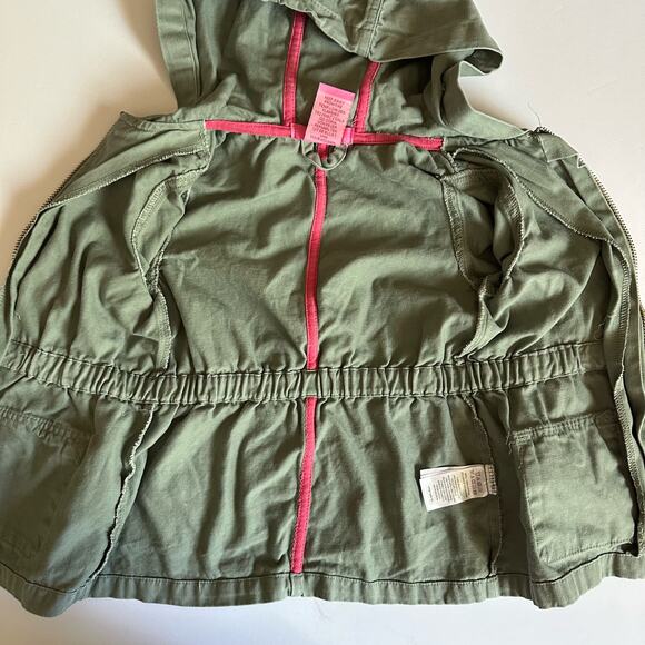 Isaac Mizrahi Girl Pink Tie Belted Full Gold Zip Hooded Jacket Green Size XS (4) - Picture 8 of 13